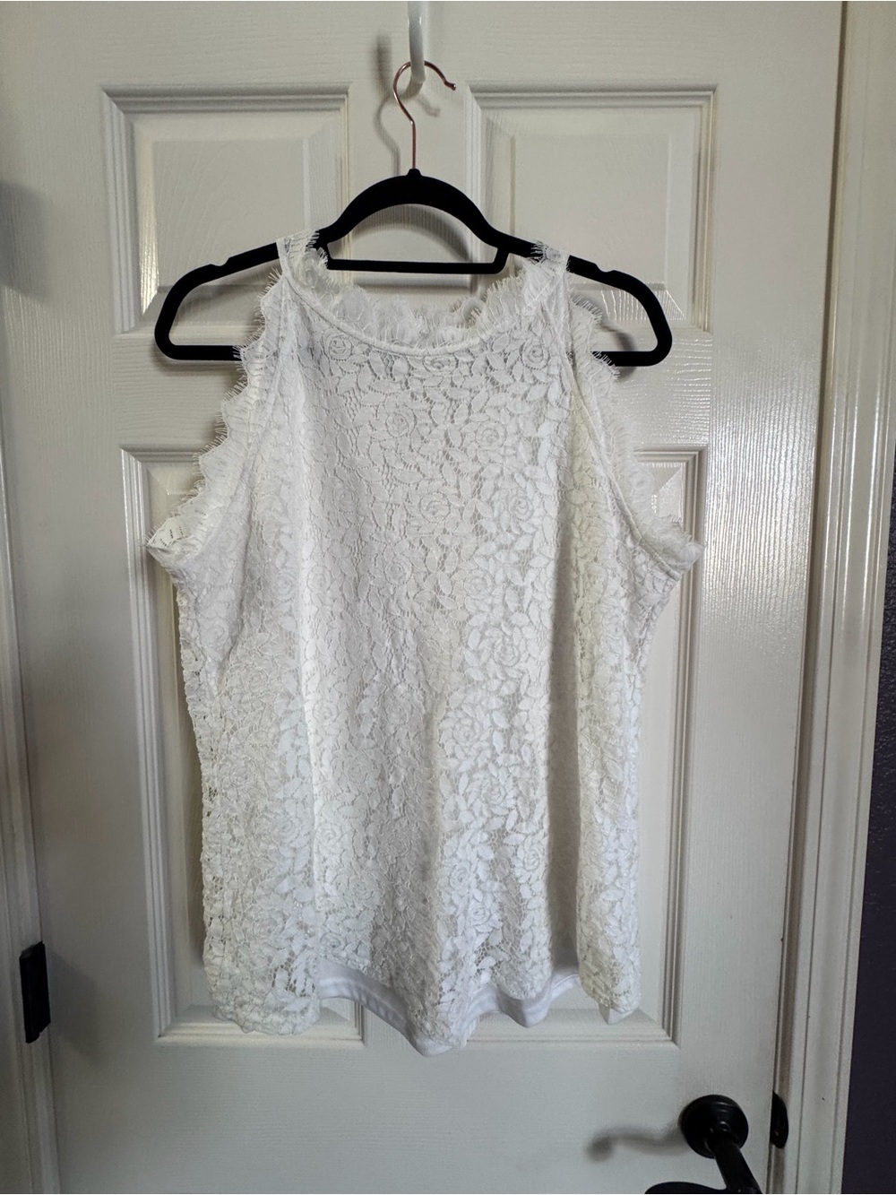 White Lace Cold-Shoulder Camisole Top
